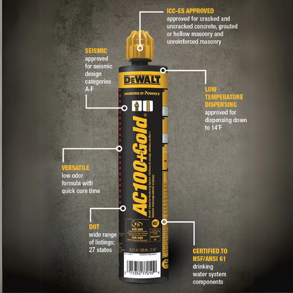 Dewalt AC100 Gold Shot Acrylic Epoxy Adhesive - Single Tube