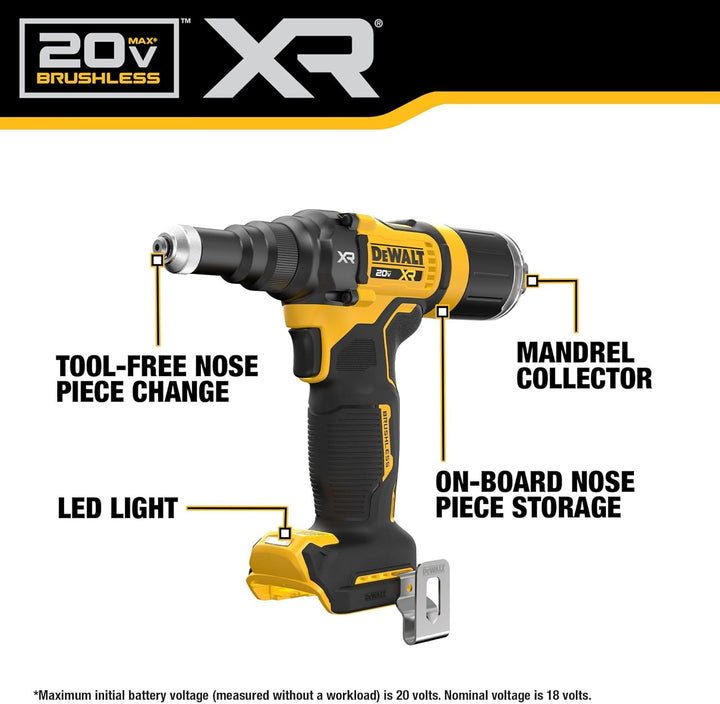 Dewalt 3/16" 20V Max XR Brushless Cordless Rivet Tool Kit