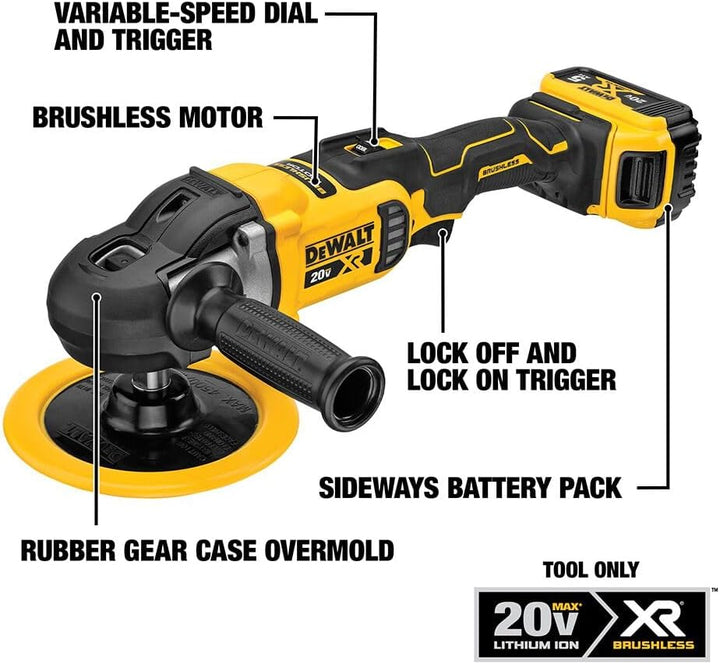 Dewalt 20V MAX XR 7" Variable Rotary Polisher Kit w/ 2 Batterries And Bag