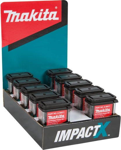 Makita Impactx 2 Phillips 2" Power Bit - Display - 10 paquets de 15 PC
