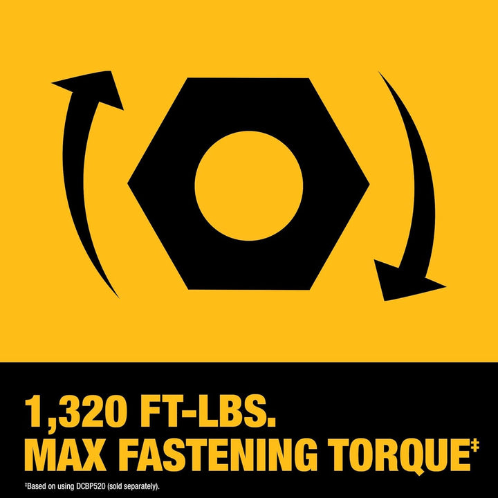 Dewalt 20V MAX Cordless Impact Wrench, 1/2" Hog Ring, High Torque, Brushless, Bare - Tool Only