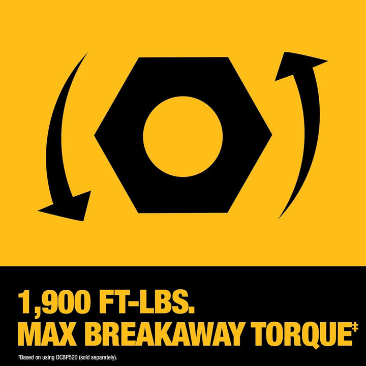 Dewalt 20V MAX Cordless Impact Wrench, 1/2" Hog Ring, High Torque, Brushless, Bare - Tool Only