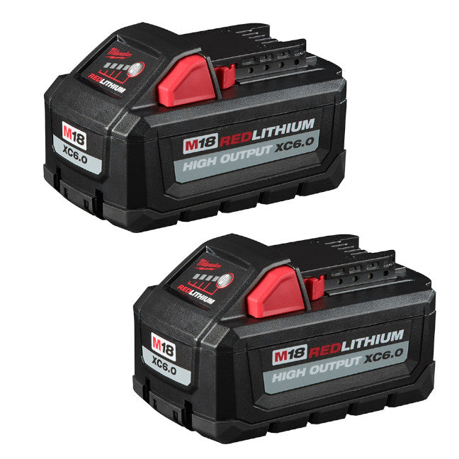 Milwaukee M18 Lithium Ion High Output 6.0Ah Battery - 2 Pack