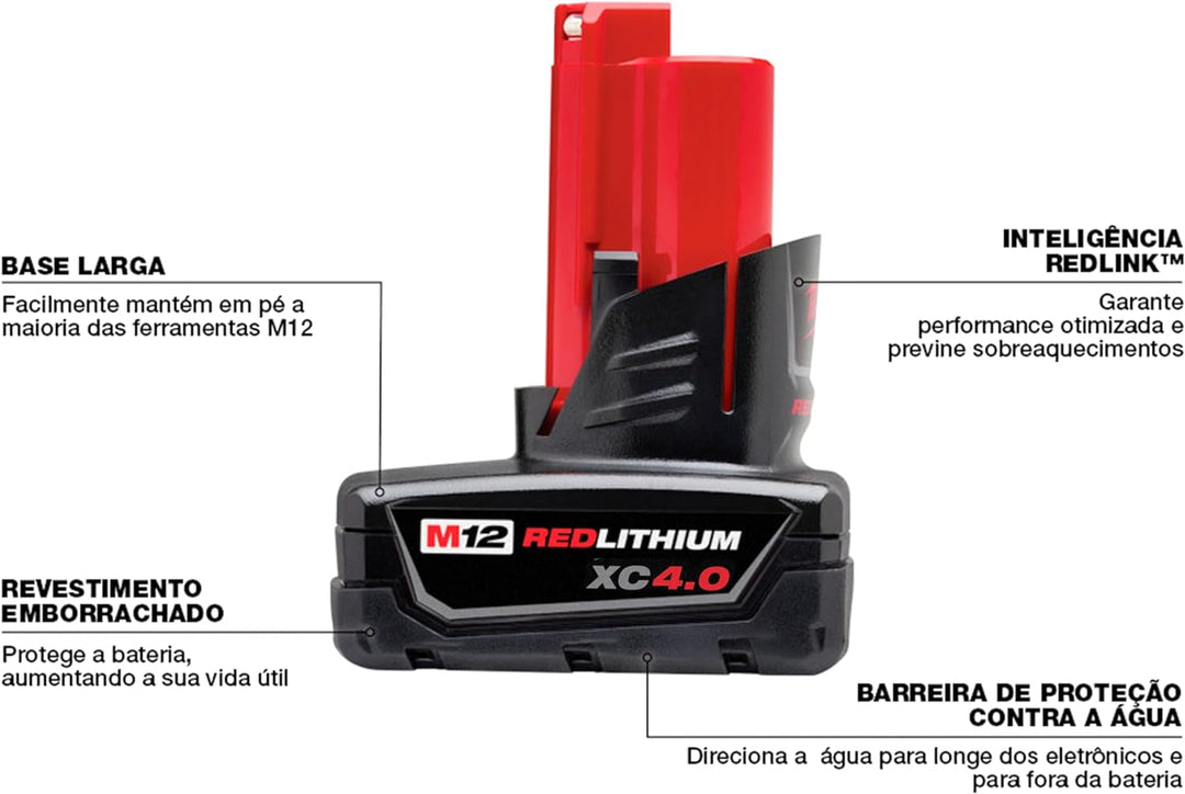 Milwaukee M12 Redlithium XC with Extended Capacity Battery Pack 4.0 Ah