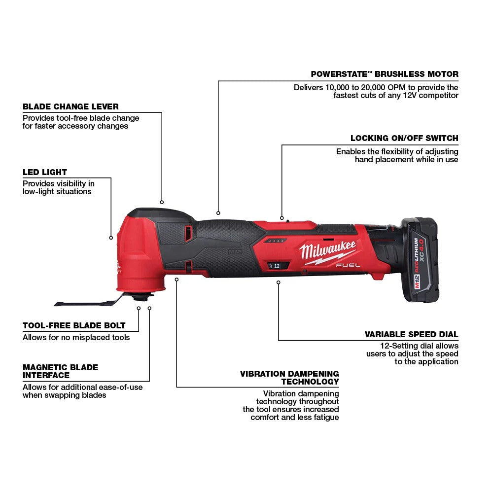 Milwaukee M12 Fuel Brushless Cordless Lithium-Ion  Oscillating Multi Tool