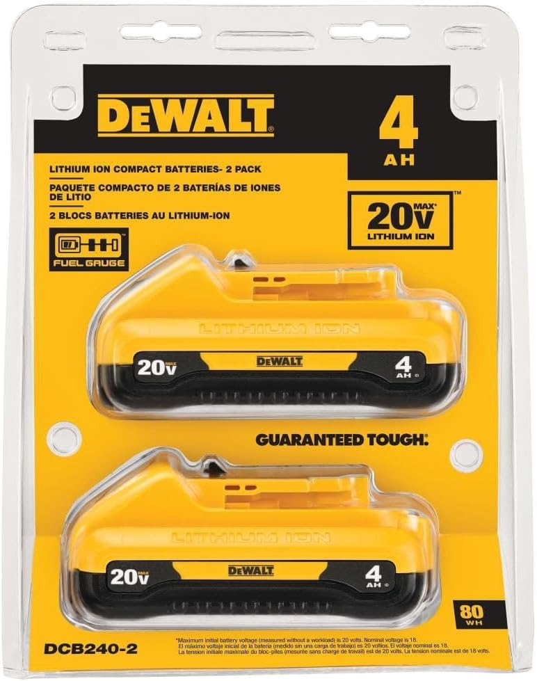 Batteries compactes Dewalt 20V Max 4.0Ah - 2 packs