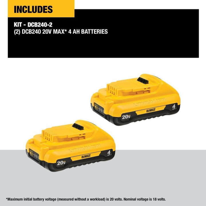 Dewalt 20V Max Compact Batteries 4.0Ah - 2 Pack