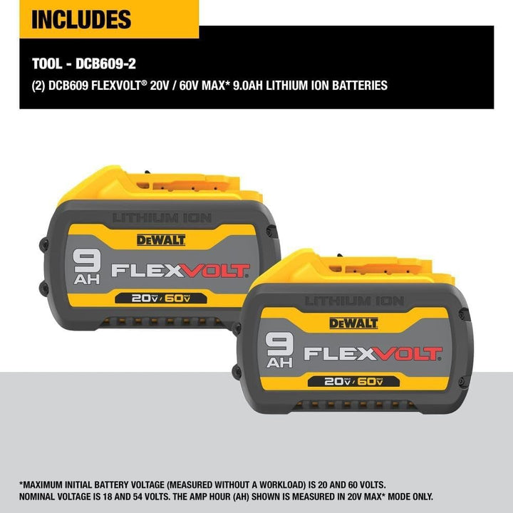 Dewalt 20V/60V Max Flexvolt 9.0Ah Battery- 2 Pack