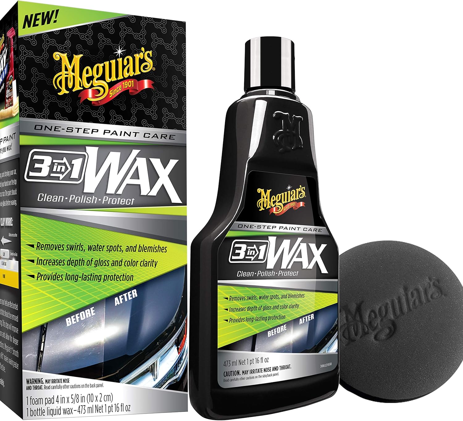 Meguiar's 3 In 1 Wax - Cire nettoyante avancée qui combine l'élimination des défauts et des rayures