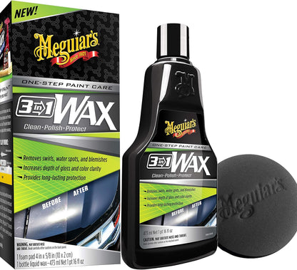 Meguiar's 3 In 1 Wax - Cire nettoyante avancée qui combine l'élimination des défauts et des rayures