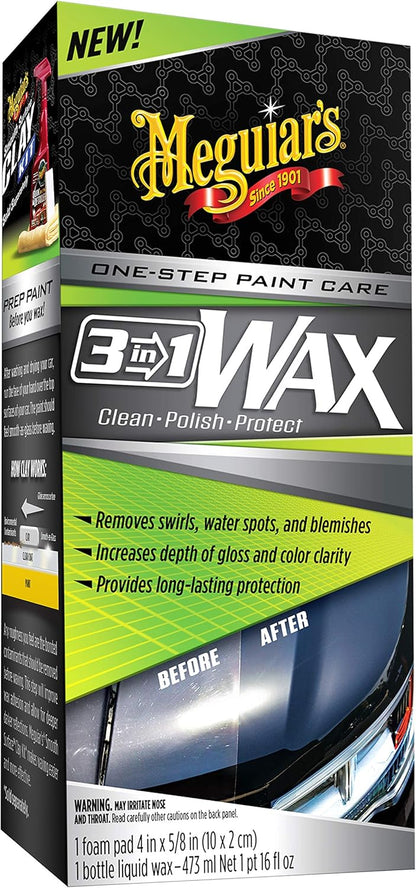 Meguiar's 3 In 1 Wax - Cire nettoyante avancée qui combine l'élimination des défauts et des rayures