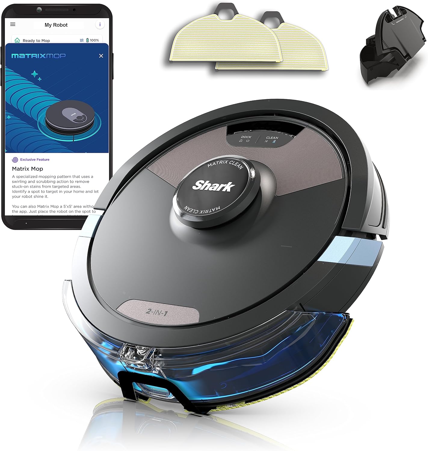 Robot 2 en 1 Shark RV2620WDCA AI Ultra remis à neuf - Noir et Moka
