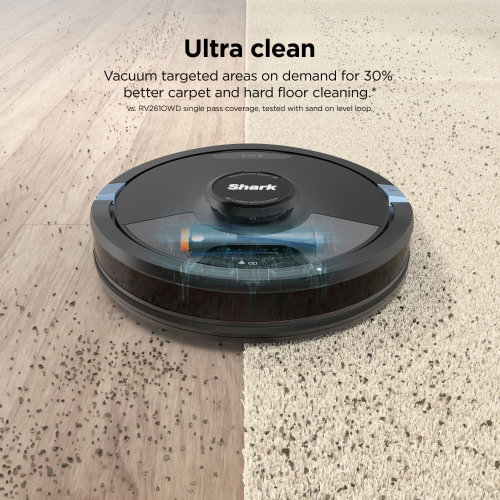 Robot 2 en 1 Shark RV2620WDCA AI Ultra remis à neuf - Noir et Moka