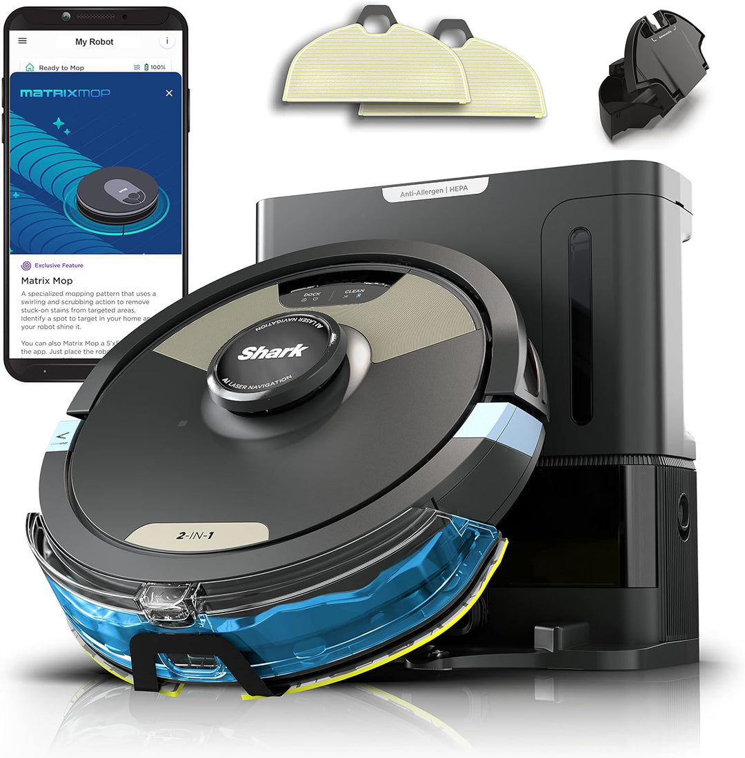 Refurbished Shark RV2610WADC Matrix Plus 2 in 1 Self Empty Robot Vacuum & Mop - Black