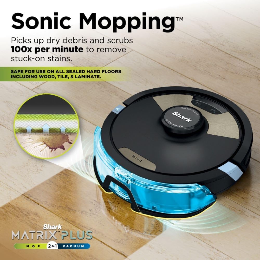 Refurbished Shark RV2610WADC Matrix Plus 2 in 1 Self Empty Robot Vacuum & Mop - Black