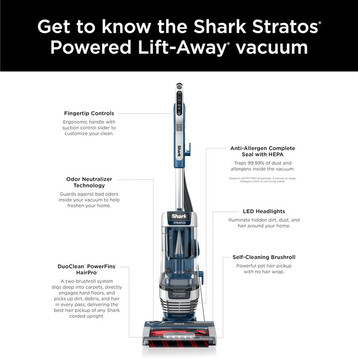 Refurbished Shark AZ3002C Stratos Upright Vacuum with Duo Clean Power Fins Hair Pro