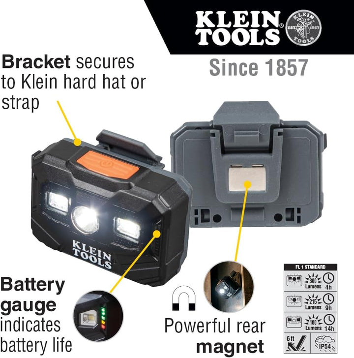 Klein Tools Recharge Light 300 Lumens  Headlamp for Work All Day Runtime