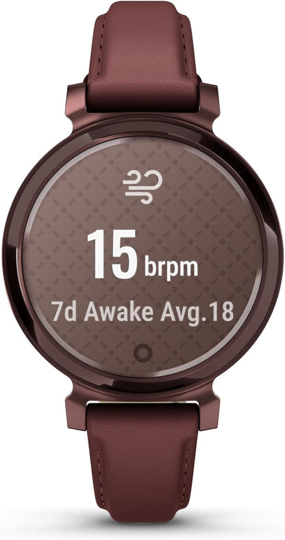 Garmin Lily Smartwatch with Leather Band - Dark Bronze