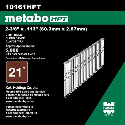 Metabo HPT Clous pour charpente à tête ronde 2-3/8" x .113 - 21 degrés - tige annulaire - 5000 pièces