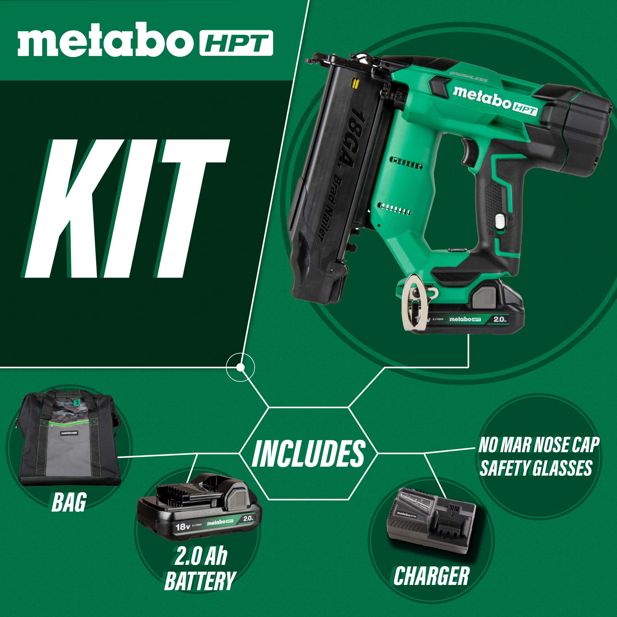 Metabo HPT 18V MultiVolt Cordless Nailer Kit
