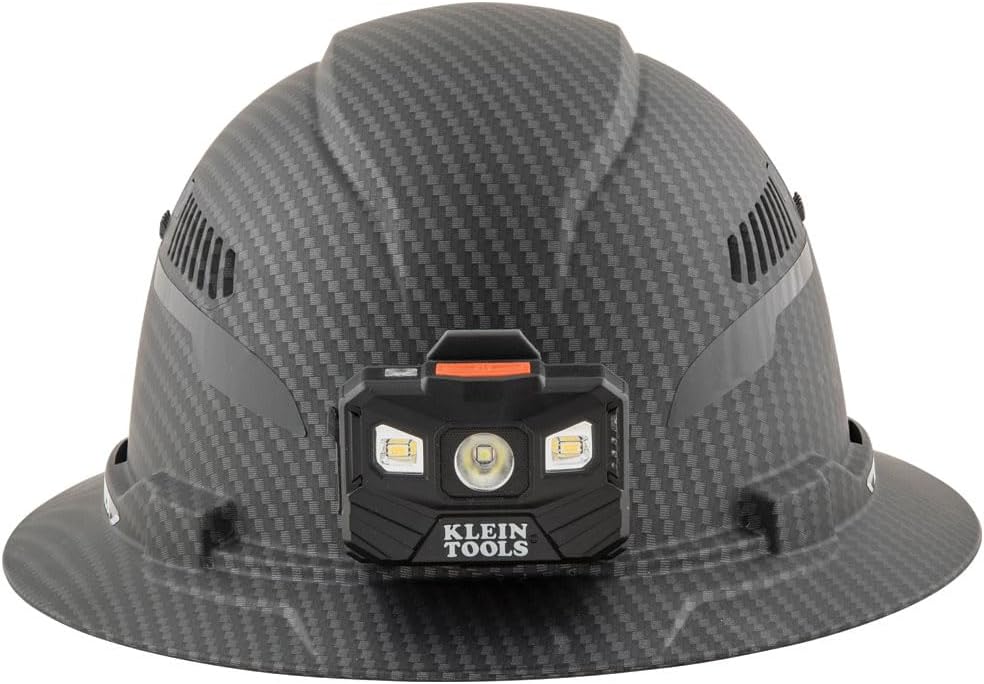 Klein Tools Class C Hard Hat with Padded Sweat-Wicking Sweatband & Rechargeable Lamp