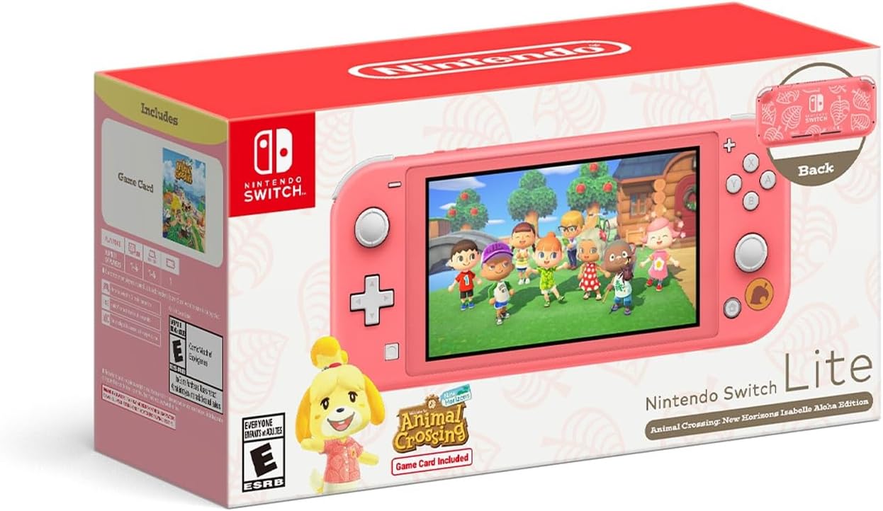 Animal Crossing New Horizons Bundle - Isabelle's Aloha Edition for Nintendo Switch Lite - Coral - Title Game
