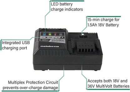 Metabo UC18YSL3M 18V HPT Chargeur de batterie rapide avec port USB