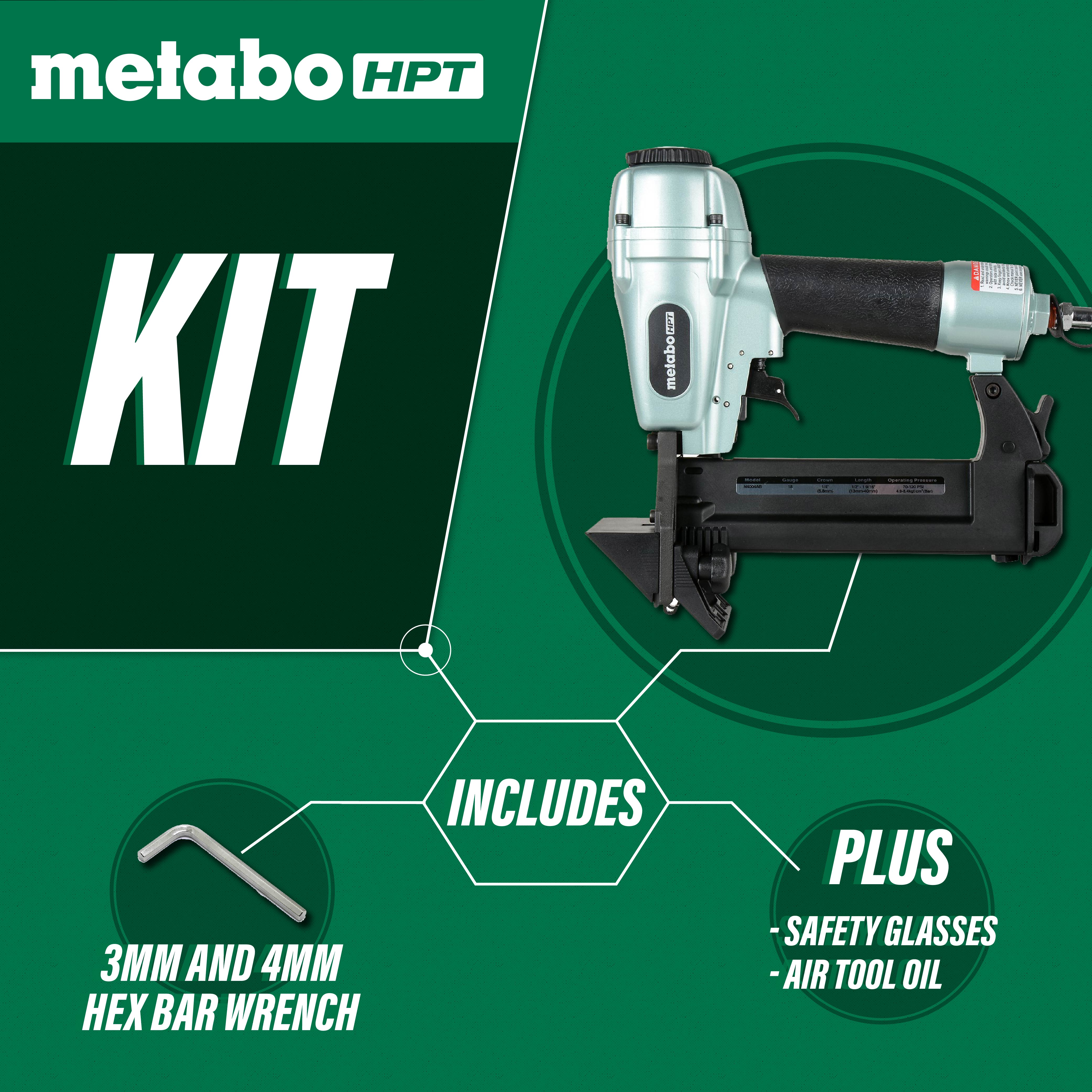 Metabo HPT Agrafeuse pneumatique pour parquet, calibre 18 - agrafes à couronne 1/4