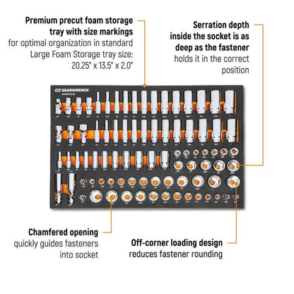 Gearwrench 3/8" SAE Drive Master Socket Set with Foam Storage Tray  - 85 Piece