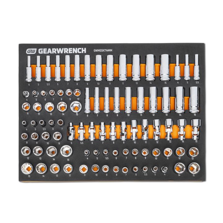 Gearwrench 1/4" Drive Master Metric Socket Set with Foam Storage Tray  - 89 Piece