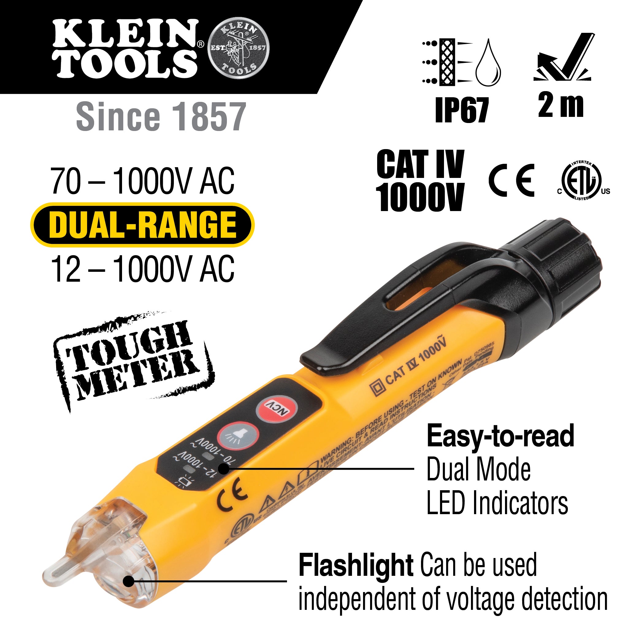 Klein Tools Electrical Voltage Test Kit with Clamp Meter Three Testers  Test Leads Pouch and Batteries