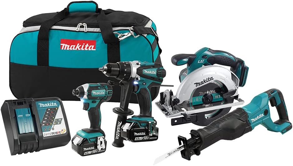 Makita 18V LXT 4PC Combo 4.0Ah Kit with 2 Batteries
