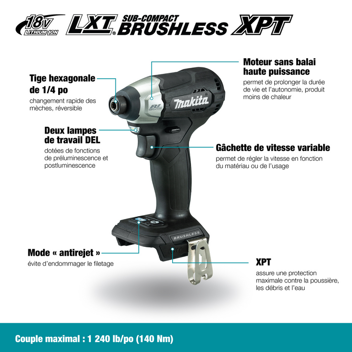 Makita 1/4" Sub-Compact Cordless Impact Driver with Brushless Motor