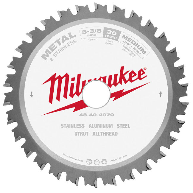 Milwaukee 5 3/8" x 30 Carbide Teeth Metal &  Stainless Cutting Circular Saw Blade