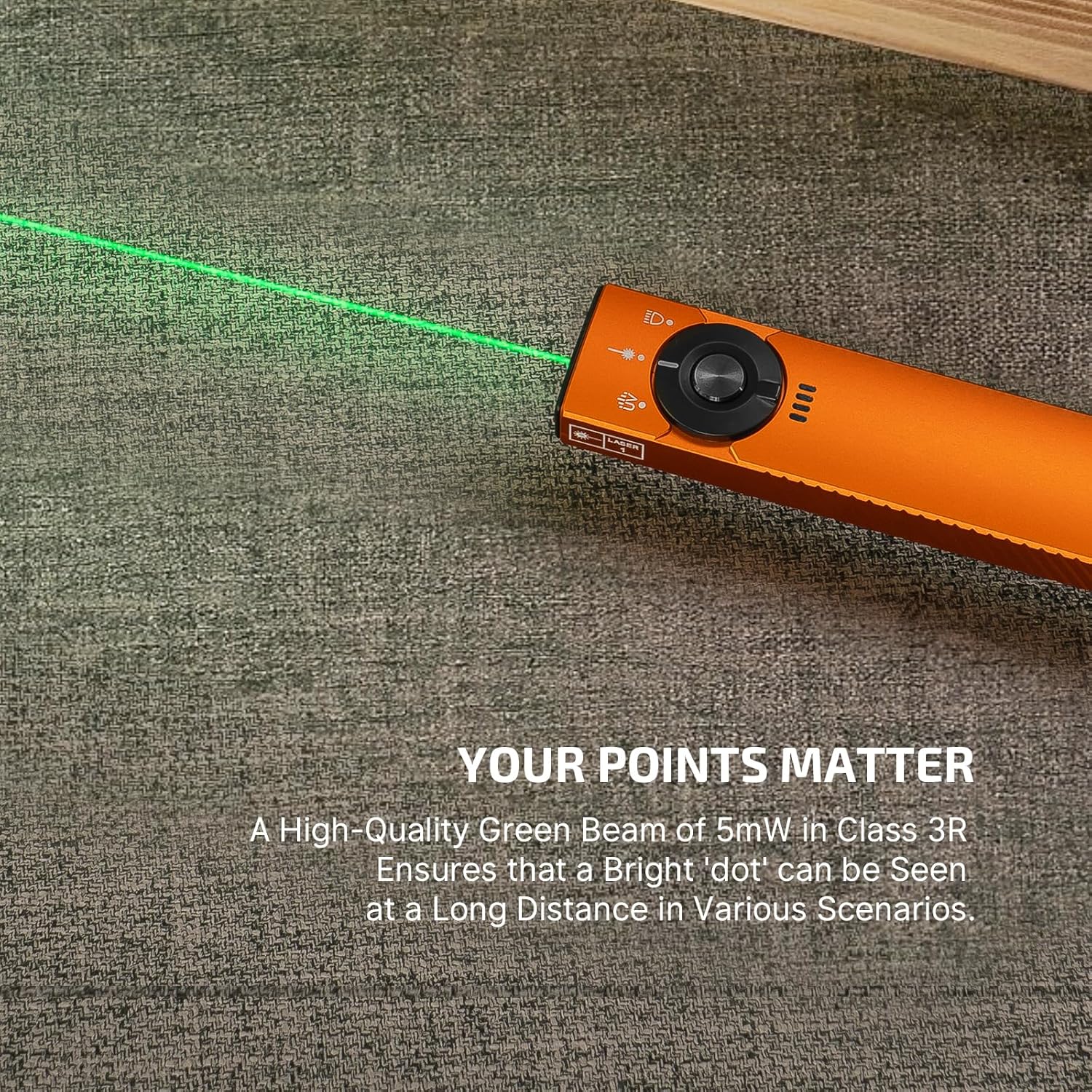Olight Arkfeld Pro EDC Rechargeable Flashlight 1300 Lumens with Green Beam - Orange Cool White