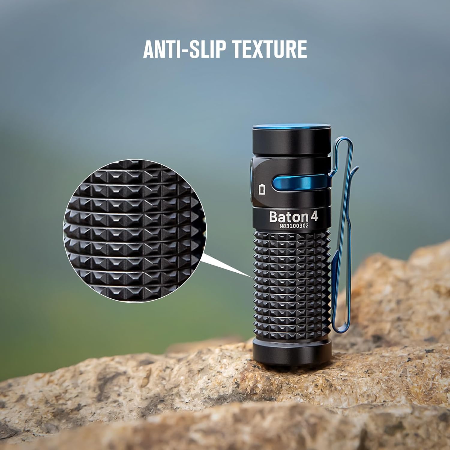 Olight Baton 4 Led Rechargeable Flashlight 1300 Lumens with Battery - Black
