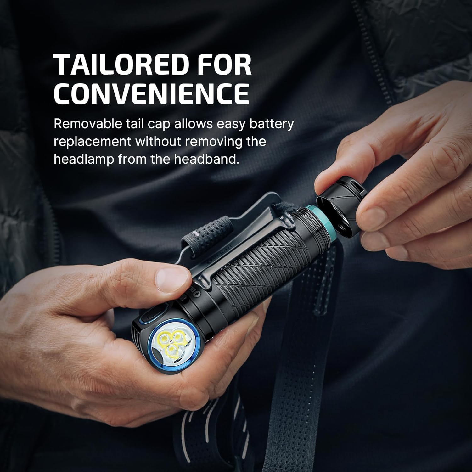 Olight Perun 3 Camping Headlamp LED Rechargeable Flashlight 3000 Lumens - Black
