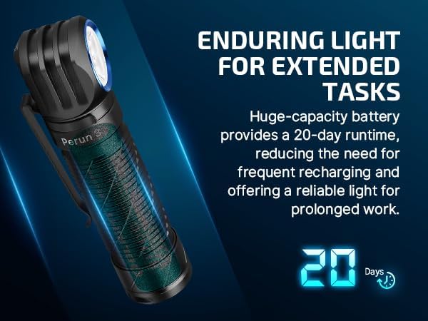 Olight Perun 3 Camping Headlamp LED Rechargeable Flashlight 3000 Lumens - Black