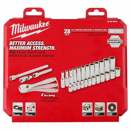 Milwaukee 1/4" Metric Drive Socket Set