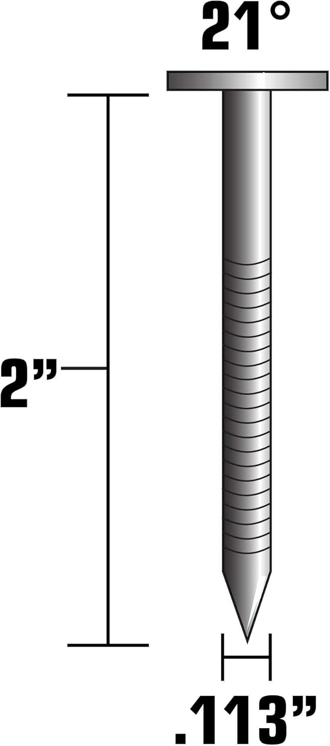 Metabo 20171SHPT Clous à charpente HPT 2" par 0,113 - 21 degrés - tête ronde pleine - galvanisés à chaud - tige annulaire - 1 000 pièces