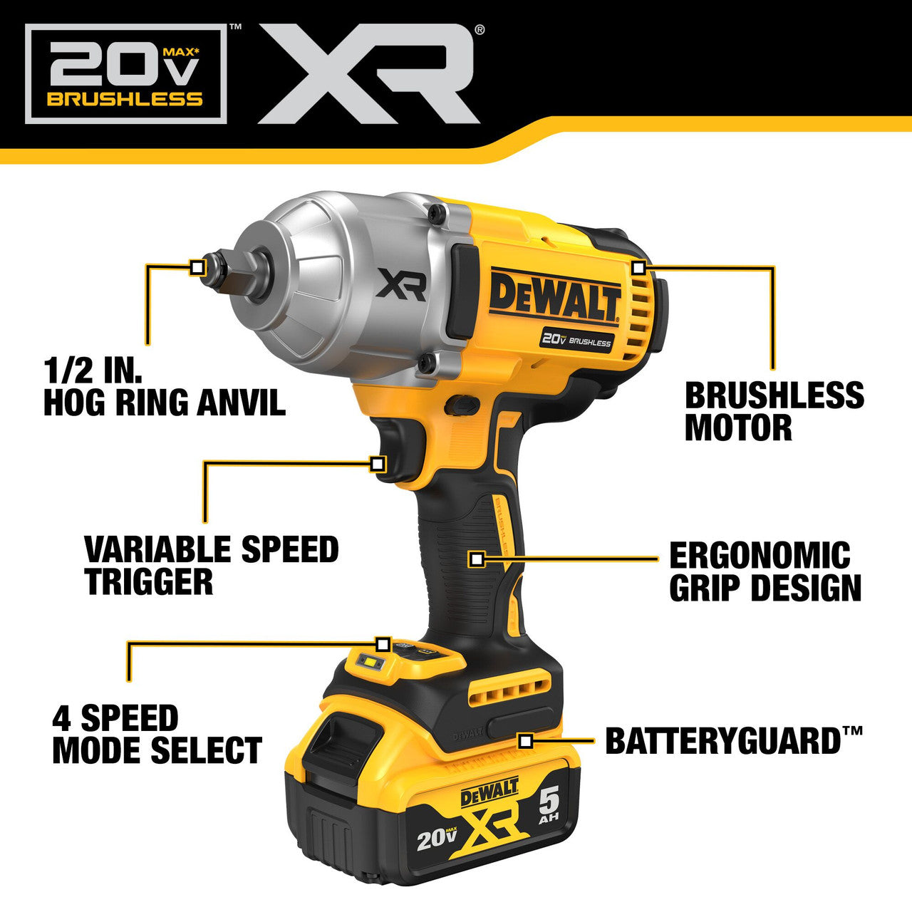 Kit de clé à chocs sans fil Dewalt 20 V Max 