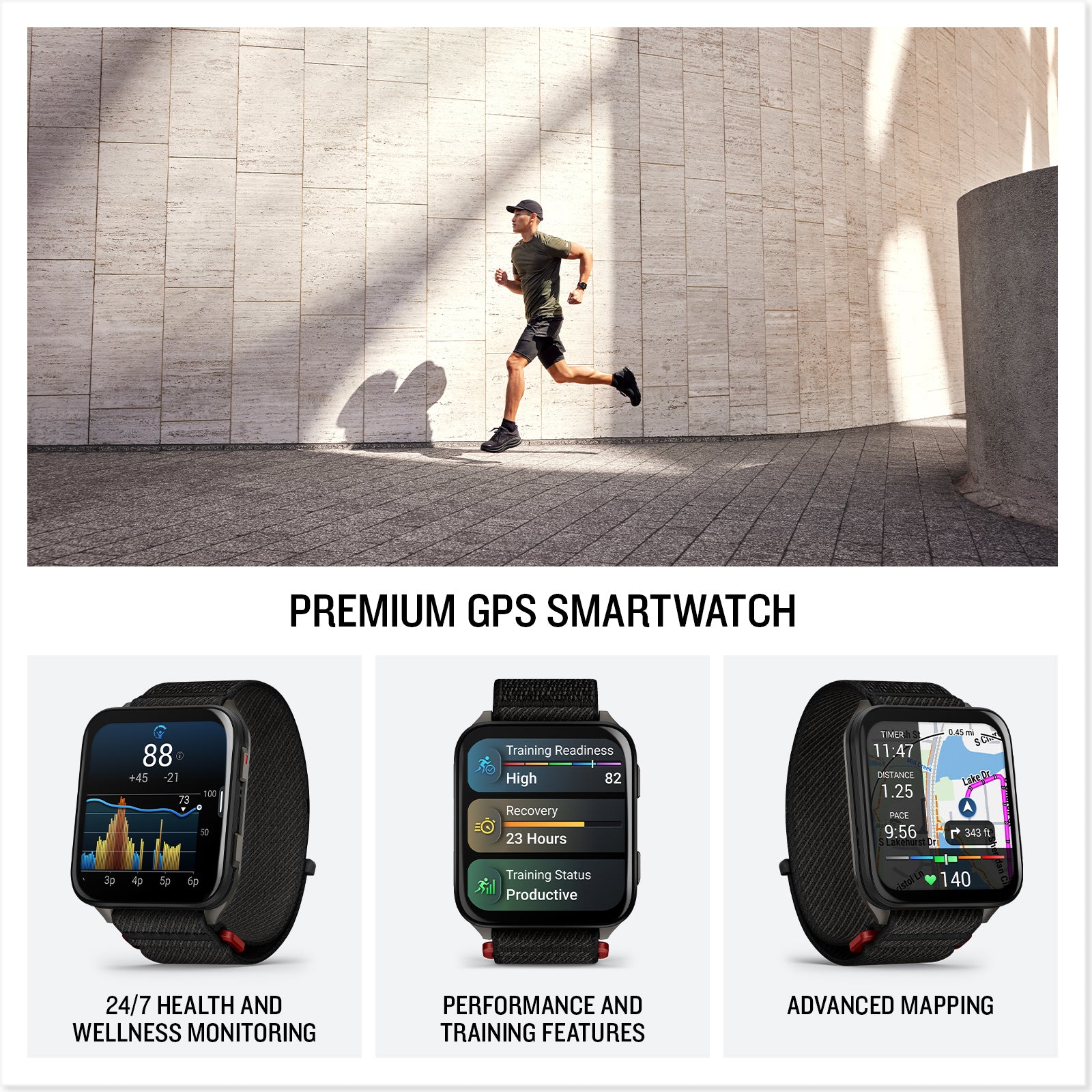Garmin Venu X1 Black with Slate Titanium Caseback & Black ComfortFit Nylon Band