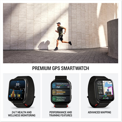 Garmin Venu X1 Black with Slate Titanium Caseback & Black ComfortFit Nylon Band