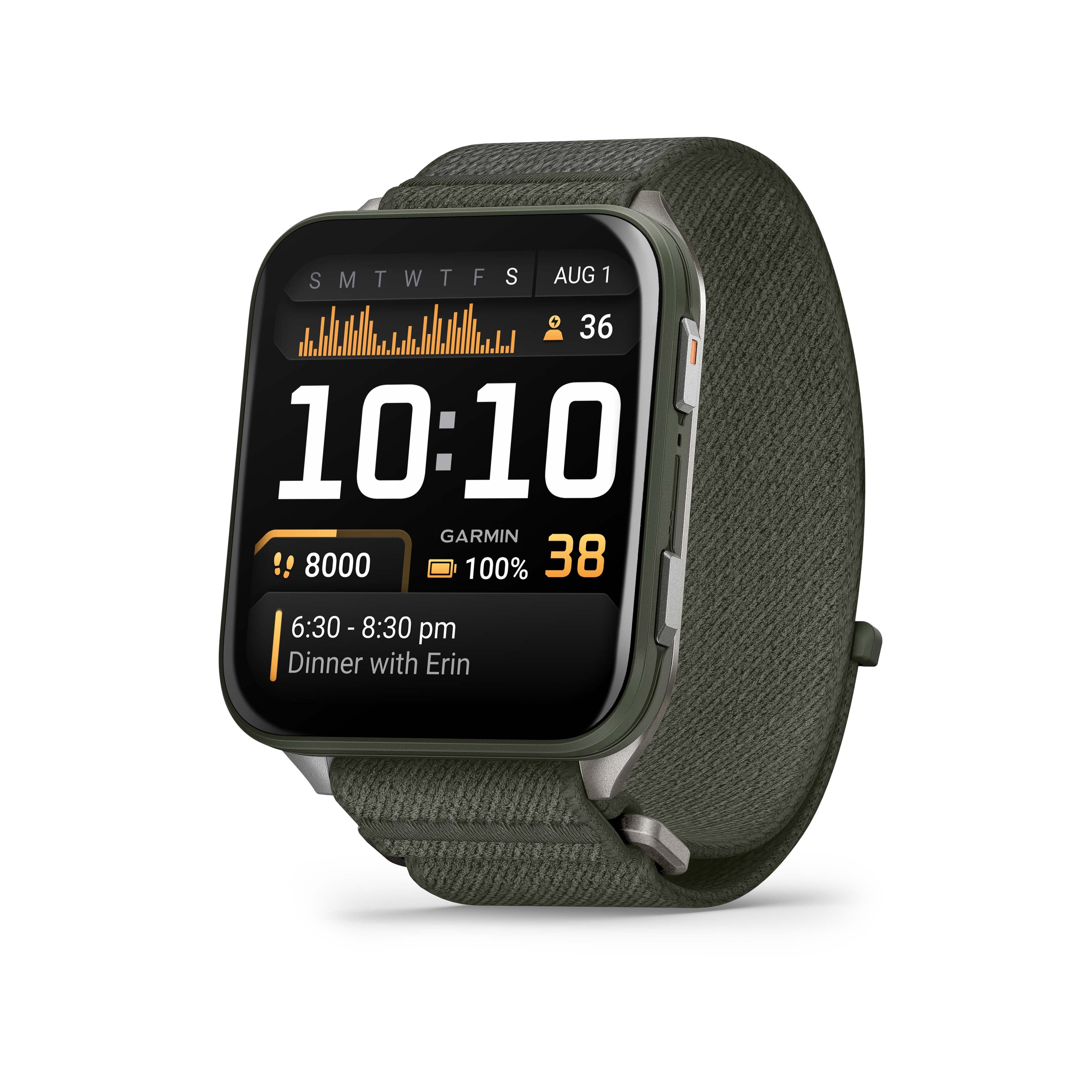 Garmin Venu X1 Moss with Titanium Caseback & Moss ComfortFit Nylon Band
