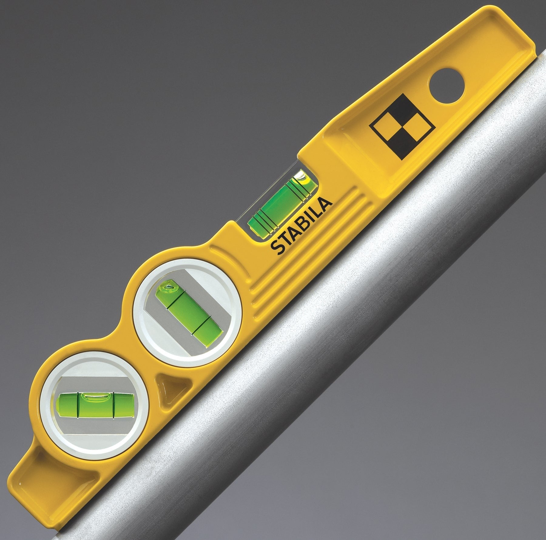 Stabila 25245 Die Cast Magnetic Torpedo with 45 Degree Vial and V-Groom Frame - Yellow