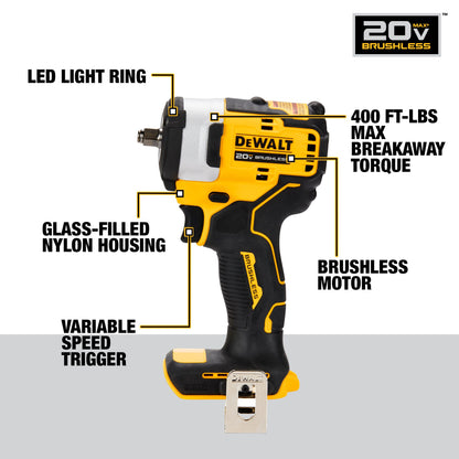 Dewalt 20V Max Clé à chocs sans fil 3/8" avec enclume à anneau - Outil seul