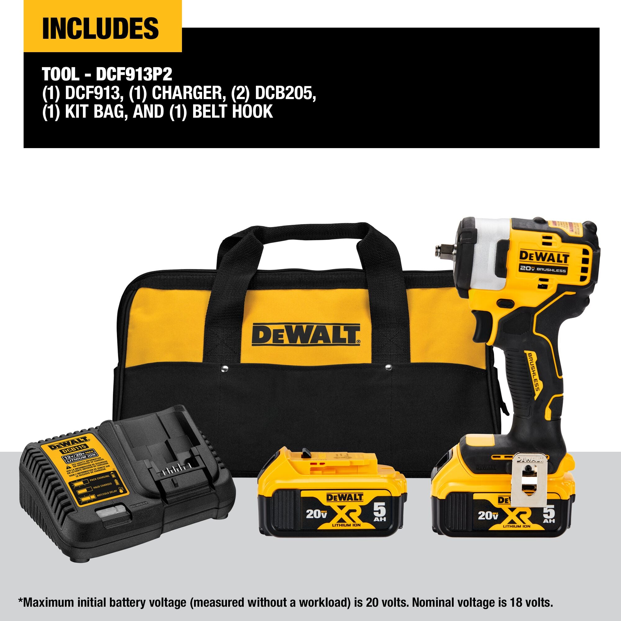 Dewalt 20V Max 3/8" Cordless Impact Wrench Kit