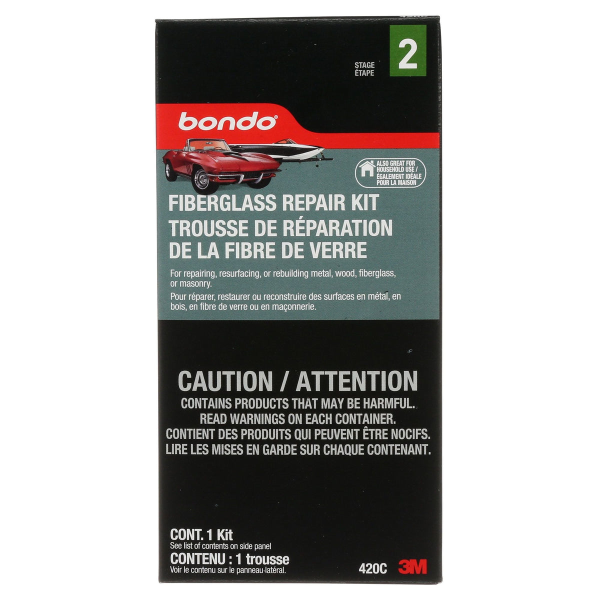 Kit de réparation Bondo en résine de fibre de verre - 420C