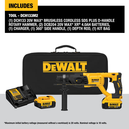 Dewalt 20 V Max XR Brushless Rotary Hammer Kitwith D Handle 2.5 cm