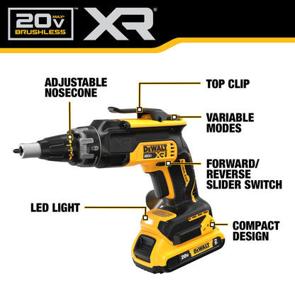 Dewalt 20V MAX Brushless Drywall Screwgun and Cut-Out Tool Combo Kit